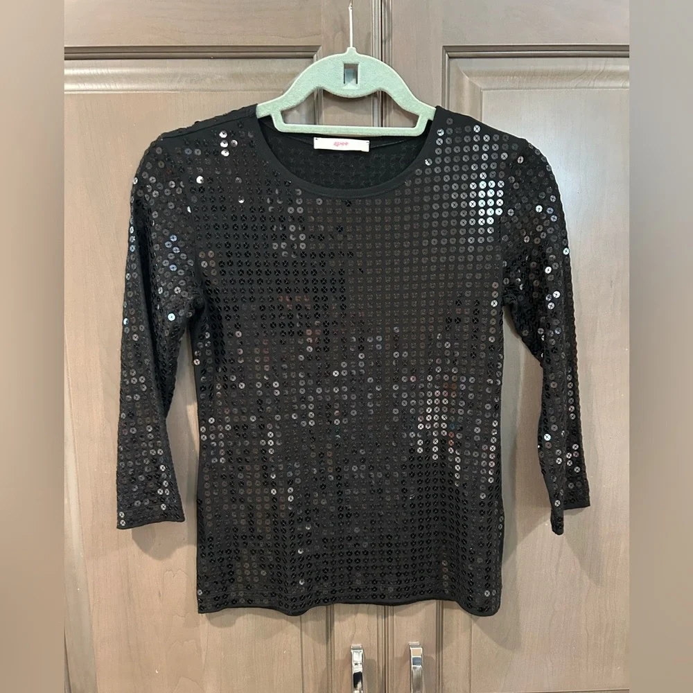 Leggiadro Sequin Tee in Black, Size 1 (Small) - Picture 2 of 10